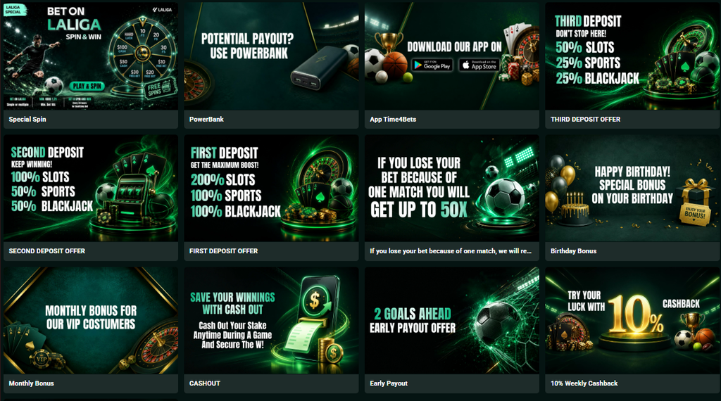 Time4bets Bonuses